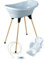 THERMOBABY - Pack Baignoire Bébé VASCO 5 En 1 - Baignoire, Pied En Bois, Tuyau De Vidange, Transat De Bain, Thermomètre - Fleur Bleue - Pliable & Stable - Fabriqué En France