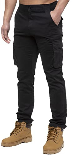 989Zé ENZO Mens Cargo Combat Pants Straight Leg Regular Fit Chino Trousers EZ425