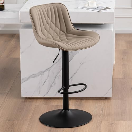 YOUTASTE Höjdjusterbar Barstol Med Ryggstöd Och Fotstöd för Bar, Disk Och Kök - Lastkapacitet 136 Kg, Khaki