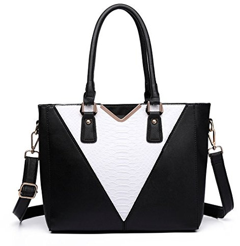 Miss Lulu Handtasche Damen Schultertaschen Damen Shopper Große Handtasche Aktentasche Henkeltasche Arbeitstasche für Büro Arbeit V-förmiges Design Viele Fächer