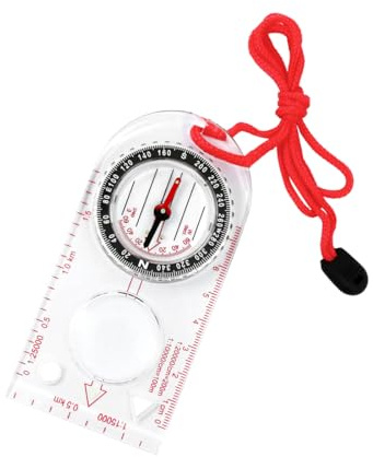 Aiweijia Boussole d'orientation, Boussole de Navigation multifonctionnelle étanche, règle à Carte, loupe avec Cordon réglable pour la Lecture de Cartes d'expédition, Navigation, l'orientation