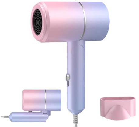 SHLWYG Sèche-cheveux Pliant, Dégradé de Couleur, Silencieux École/Maison, Style Célébrités Internet - Compact