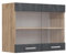 Vicco Küchenglasschrank R-Line, Glashängeschrank, Schwarz Beton/Goldkraft Eiche, 80 cm