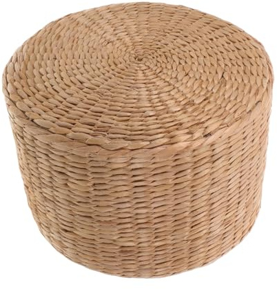 Happyyami Taburete Tejido De Algas Marinas Puf Redondo Bohemio Redondo Zapatos De Mimbre Natural Taburete Cambiador para Dormitorio Y Sala De Estar
