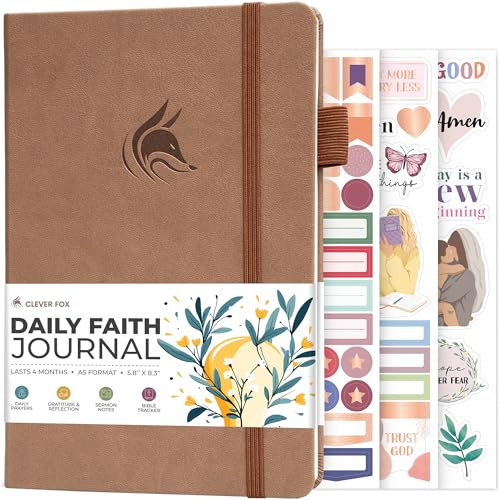 Clever Fox Daily Faith Journal – guidad bön, tacksamhet och bibelstudie anteckningsbok – trobaserade gåvor och dagboksartiklar för kvinnor (mörk terrakotta)
