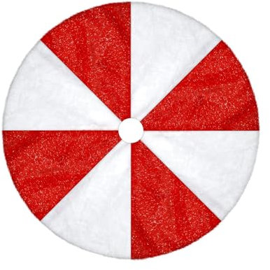 HOTOOLME Weihnachtsbaum Decke Fell künstlicher Weihnachtsbaumdecke Rund 90cm Weihnachtsbaum Rock Rot und Weiß Plüsch Decke unter Weihnachtsbaum für Weihnachtsbaumständer