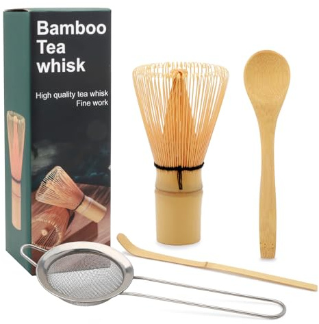 Maredash Matcha visp set, bambu visp, matcha set, bambu visp, matcha kit, Chasen Matcha omrörare, tillverkad av 100 % naturlig bambu, hållbar och perfekt för att göra matcha te