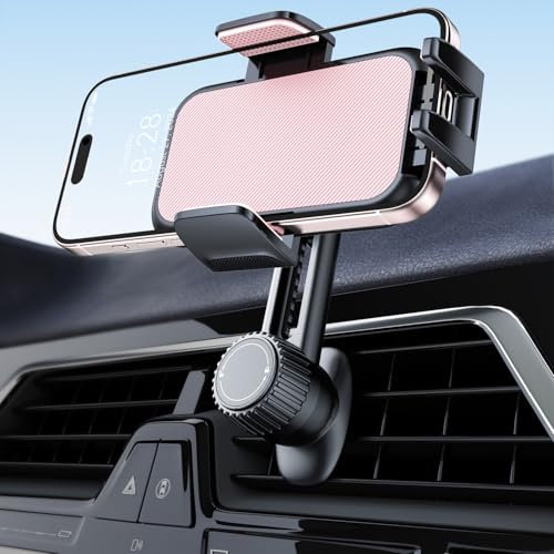 Soporte Móvil Coche Porta Telephone: [360°Rotación & Liberación de un Botón] Suporte Sujeta Teléfono Coche Aire Ventilación, Cunas de teléfonos móviles Coches para iPhone/Samsung/Huawei/Xiaomi-Rosa