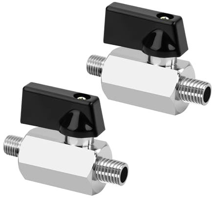 Robinet à Tournant Sphérique en Laiton, 2 Pièces Compresseur D'air Robinet à Tournant Sphérique 1/8 Mâle x 1/8 Mâle, Vanne d'arrêt pour Gaz, Eau, Pétrole
