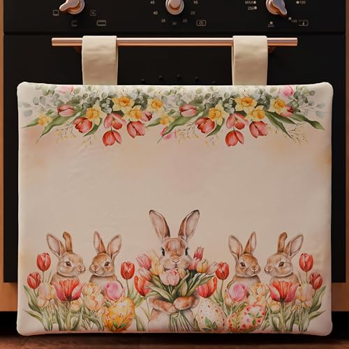 PETTI Artigiani Italiani - Cubrehornos de Pascua 40x50 cm, Cubre Horno Antimanchas Microfibra de Cocina, Decoración Festiva para Hornos, Protección Lavable, 100% Fabricado en Italia