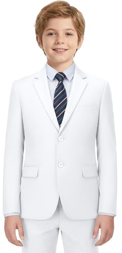 Boys Suit 3 Piece Formal Dress Clothes White Kids Suits for Boy Blazer Pants Set with Tie Wedding Outfit Size 5