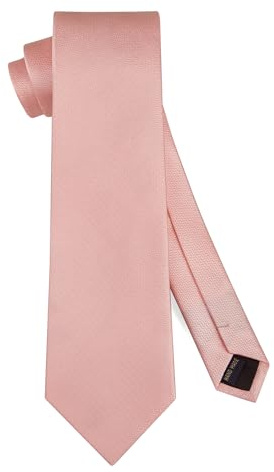 HISDERN Baby Pink Tie Silk Solid Necktie for Men Business Classic Ties for Wedding Party 8.5cm