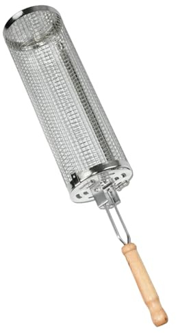 Bbq Mesh Tube – Barbecue Grill Net, Steel Rolling Cage | Stainless Skewer Basket Roasting Cylinder, Charcoal Cooking Rotator for Chicken Sausage Seafood Camping Tailgating Party Picnic Meat