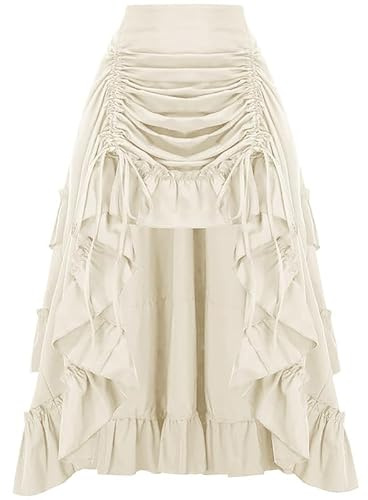 Runstarshow Piratstil vågig maxikjol halloween renässans dragsko gotisk hög låg asymmetrisk kjol medeltida viktoriansk kläder S-XXL/UK 8-20