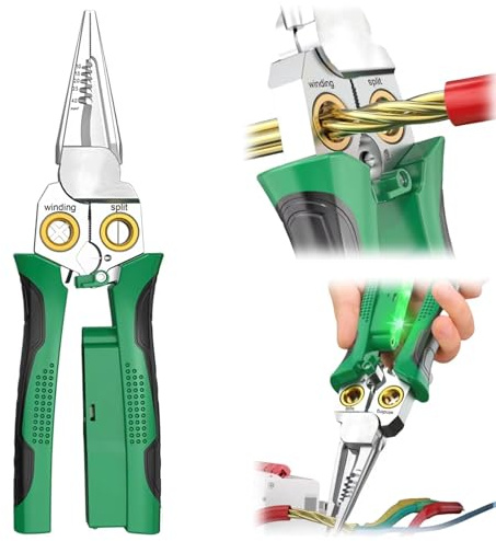 8 in 1 Wire Stripper with Voltage Tester, Multi-Function Electric Wire Stripping Tool, Heavy Duty 12-250V AC/DC Tester for Hot/Neutral Wires, Electrician Repair Tool