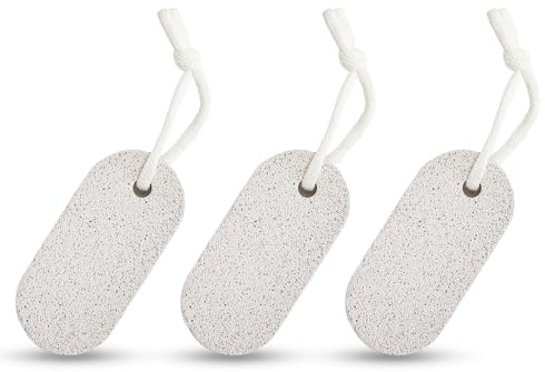 3PCS Natural Volcanic Pumice Stone for Feet/Hands/Body Callus Removal Pumistone Cracked Heels Gentle Exfoliation and Smooth Skin with Hanging Cotton Rope Pumice Stones Foot Stones Hard Skin Remover