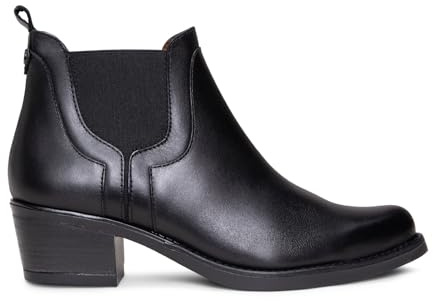 Botines camperos para mujer en piel color NEGRO, EU 39