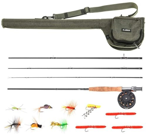 Fesjoy Pacchetto Completo per Principianti per Pesca a Mosca, Set Combinato di Mulinello da 9' con Borsa il Trasporto, Ideale i Principianti (28010-TA7)