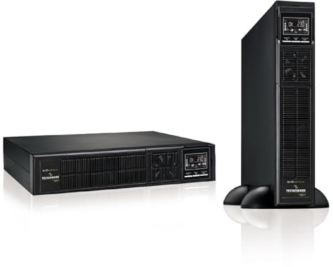 Tecnoware Power Systems, USV EVO DSP PLUS 3600, Schutz vor Stromausfällen, 8 IEC-Ausgänge, Autonomie bis 40 min, Energieeffizient, Intelligente Überwachung, Sowohl für Rack als auch für Tower geeignet