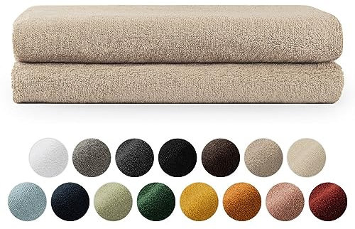 Blumtal Premium Frottier Handtücher Set 2 teilig 100% Baumwolle - Oeko-TEX zertifiziertes Badetuch 2X (70x140 cm) - Ultra saugstarkes Frottiertücher Set waschbar °60 - Handtuch Beige/Taupe