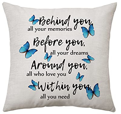 Behind You All Your Memories Inspirational Pillow Covers Graduation Gifts for Her Him Cushion Covers Throw Pillow Case Decor Gifts for Living Room Office Decor 18 * 18 In Decor Accessories