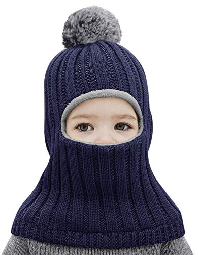 RUIXIA Cagoule Fille Garçon Hiver Bonnet Echarpe Hiver Chaud Bonnet Cache Oreilles doublure Polaire pour Enfant 3-6 ans Chapeaux Tricoté Cache Cou Balaclava pour Ski Snowboard