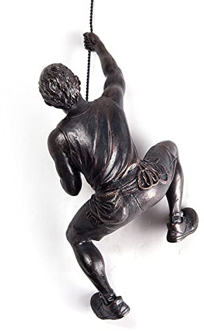 ADSEA Climbing Man Resin Iron Wall Sculpture,Hanging 3D Climbing Man Decoration Sculpture for Figures Creative Retro Present Statue Decor-Right Bronze