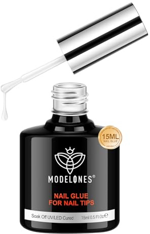 modelones 10 in One X Nail Gel Glue Gel Base Coat Brush On Nail Polish Glue 15ml for Tips, Rhinestones, Blooming Art Gel Kit for Acrylic Tips U V Lamp Needed