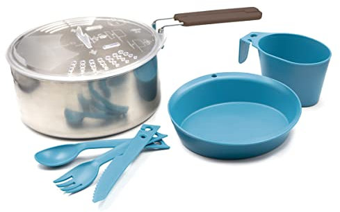 Laken Set de Cocina, Set de Camping Vivac de Acero Inox y Polipopileno 1 Persona