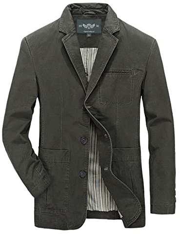 UNeedVog Mens Suit Jacket Casual Daily Business Slim Fit Cotton Long Sleeve Single Breasted Blazers Army Green