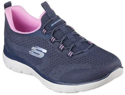 Skechers Women's Summits New Nature, Navy Knit/Pink & Periwinkle Trim, 8 UK