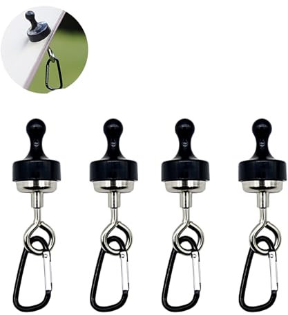 xocome Magnetic Hooks, Pack of 4, Magnetic Holder, Round Magnetic Hooks for Camping, Garage, Kitchen, Office, Hooks, Removable, Magnets Camping Gadgets (Black)