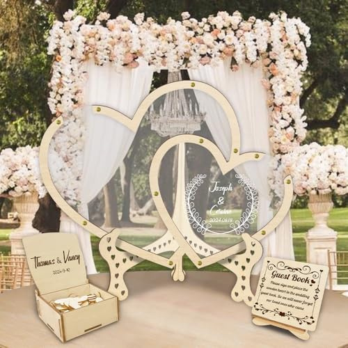 FENGHUO Alternative al Libro degli Ospiti in Legno,Libro degli Ospiti Personalizzato per Matrimoni,Libro degli Ospiti Unico e Bello,Decorazioni Nuziali rustiche per Banchetti e Matrimoni
