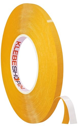 KLEBESHOP24 Doppelseitiges PVC Klebeband | 50 m Länge | Breite wählbar | Weiß | Extra stark klebend | Reißfest, robust, strapazierfähig | Universelles Montageklebeband ~ 6 mm x 50 m