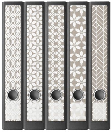 Ordnerrücken Etiketten selbstklebend – 10 Aufkleber zum Beschriften –für Ordner A4 schmal – Klebeetikett als Rückenschild für Ordner schmal – opak: Untergrund scheint nicht durch (Muster beige)