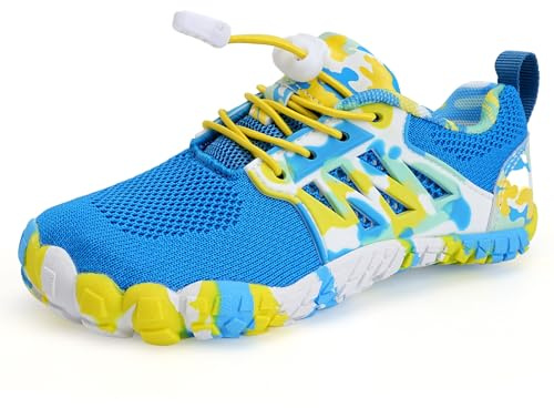 WateLves Barfussschuhe Kinder Jungen Barfußschuhe Wasserschuhe Aqua Badeschuhe für Strand Pool Schnell Trocknen Wassersport Rrutschfester（Königsblau 36）