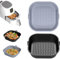 Diboniur Teglia per Friggitrice ad Aria 5-8L, 2 Pezzi Silicone Contenitori per Friggitrice ad Aria, Riutilizzabile Quadrato Tappetino Stampi in Silicone per Airfryer, Microonde, Forno (Nero e Grigio)