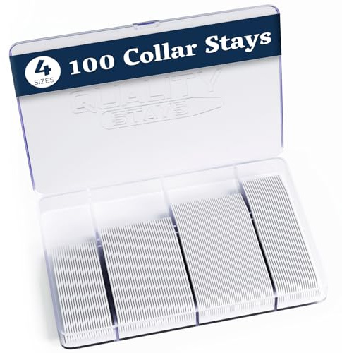 100 Plastic Collar Stays for Men's Dress Shirts - Plastic Collar Stays for Men (4 Sizes)