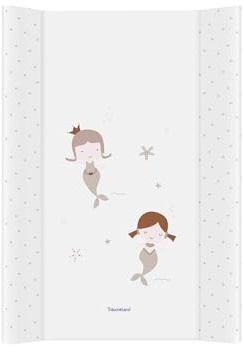 TRÄUMELAND Mermaid - Cambiador de pañales con sirenas, impermeable y lavable, de vellón térmico y PVC sin ftalatos, 50 x 70 cm