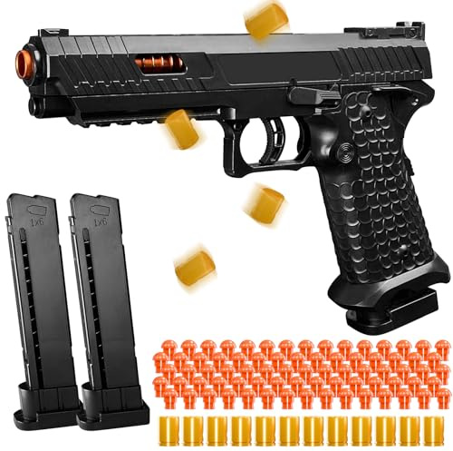 Shell Ejecting Toy Gun, Semi Automatic Toy Gun with Soft Bullets, Educational Model Toy Pistols for Outdoor Shooting Game, for Kids Boys Girls Ages 8-12 (Black)