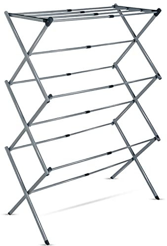 Crystals 3-Tier Foldable Metal Clothes Airer - Indoor/Outdoor Drying Rack - Space Saving - Perfect for Clothing