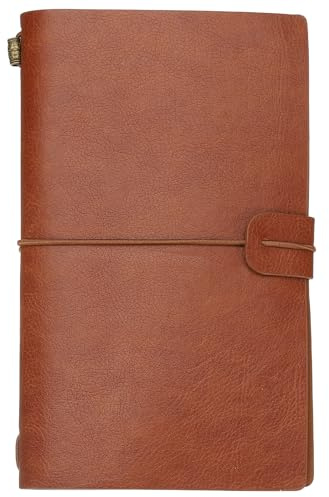 PATIKIL 1 st vintage retro PU-läder anteckningsbok, påfyllningsbar anteckningsbok resedagbok anteckningsbok för resedagbok, brun