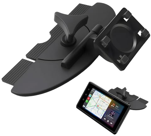 Soporte carplay ranura cd para pantalla carplay, adaptador bola 17 mm soporte cd slot desmontable 360°, soporte teléfono coche ranura cd compatible con pantallas 7–10 pulgadas carplay autoradio gps