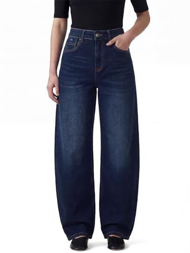 Chasehot Jean Femme,Baggy Jeans Taille Haute et Jambes Large,Vintage Wide Leg Fit Stretch Boyfriend Pantalon en Denim
