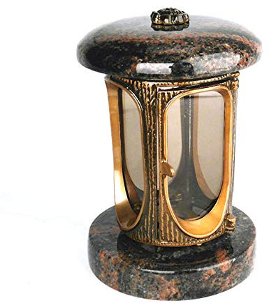 designgrab Alu Grablampe aus messingfarbenem Aluminium in Antikoptik in Granit Aurora