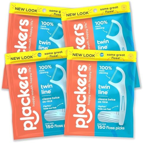 Plackers Twin-line Zahnseide Picks, 150 Stück (4 Stück), Limited Edition