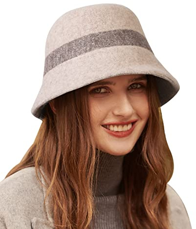 Adigaber Sombrero Gorra para Mujer Lana Bowler Cloche Bucket Bombines Fedora Derby Vintage Invierno Sombrero