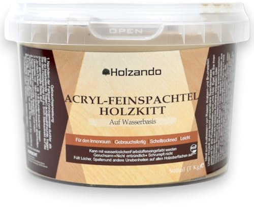 Holzando® Holzkitt Feinspachtel für Holz, OSB und Wände - Holzspachtelmasse, Holzspachtel, Fensterkitt, Wood Filler, Holzpaste, Spachtelmasse Holz, Holzfüller 250g Buche dunkel 26
