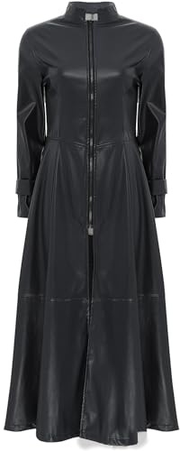 inlzdz Cappotto Lungo da Donna in Ecopelle Cappotto Matrix Trench Lungo Giacca in Pelle Giubbotto Lucido Giacca Con Cerniera per Feste di Carnevale Clubwear