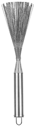 HyKab Wok Brush Cleaning Whisk Steel Scourer with Handle for Pots Skillet Grill Stoves Utensils Cookware Kitchen Gadget Brushes